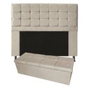 Ver imagem 1 de Kit Cabeceira + Calçadeira Baú Copenhague Casal 140cm Suede - Ecotec Decor:Bege