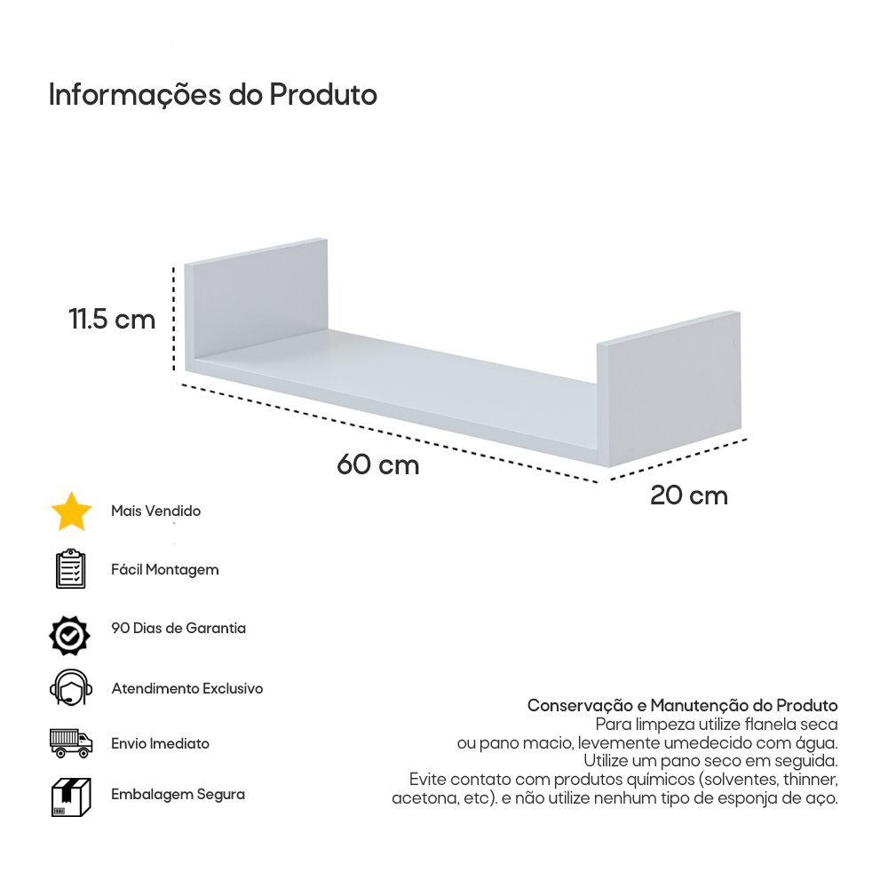 Kit 3 Nicho Prateleira para Quarto Madeira Madeira Decoração Multiuso - 5