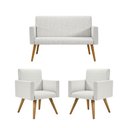 Ver imagem 1 de Kit Namoradeira + 02 Poltronas Decorativas Linho Cor:Linho Bege