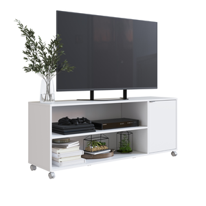 Rack para Tv até 55 Polegadas com Rodízios 1 Portas Branco B57 Emovell