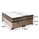 Ver imagem 2 de Cama Box Baú Casal Bipartido Suede + Colchão Molas Ensacadas Texas Prime Colchões 138cm - Suporta