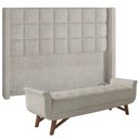 Ver imagem 1 de Kit Cabeceira Cama Box Paris 140 Cm com Puff Recamier Itália P05 Bouclê Creme - Lyam Decor