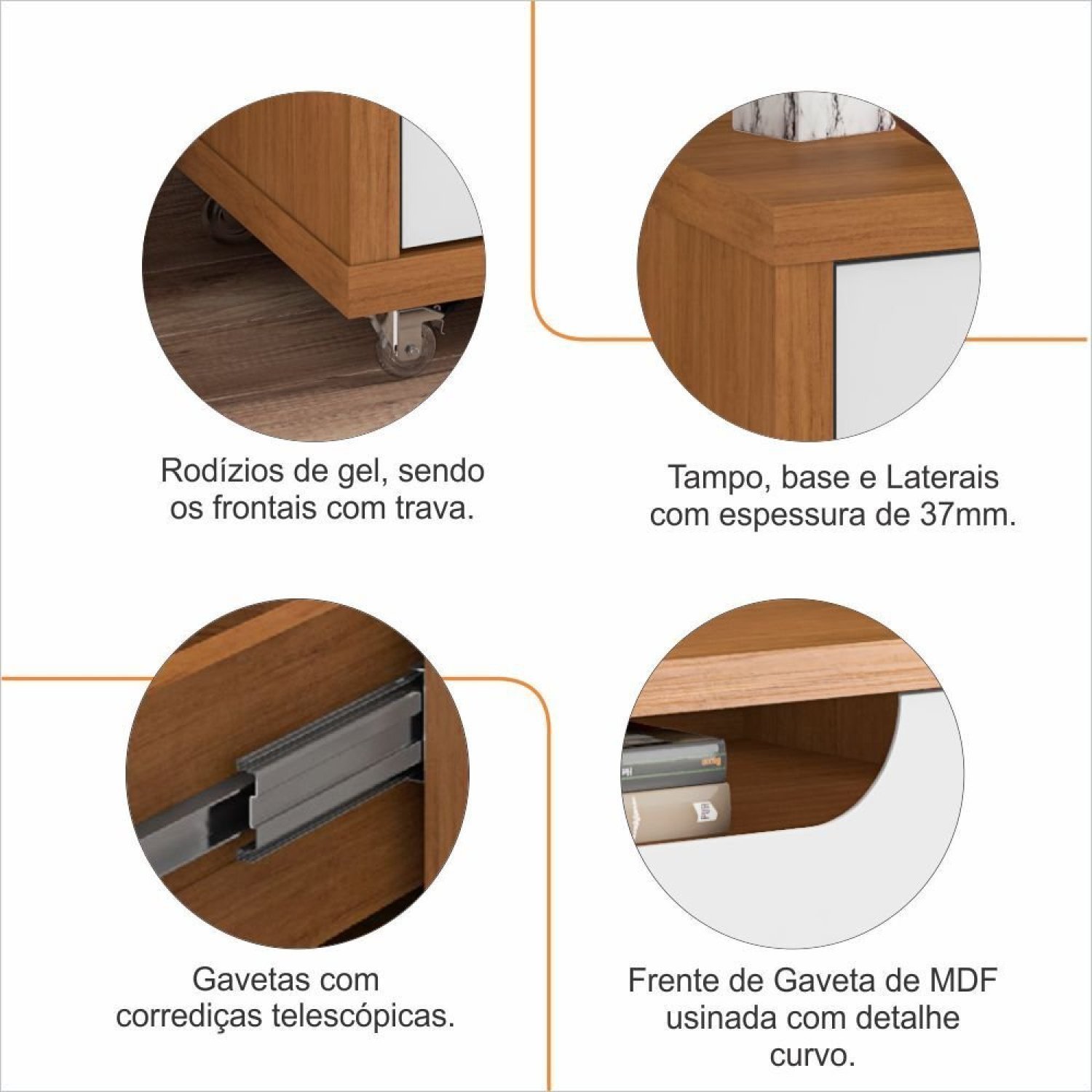 Rack para TV até 60 Polegadas 160cm 1 Gaveta 2 Portas Jersey - 5
