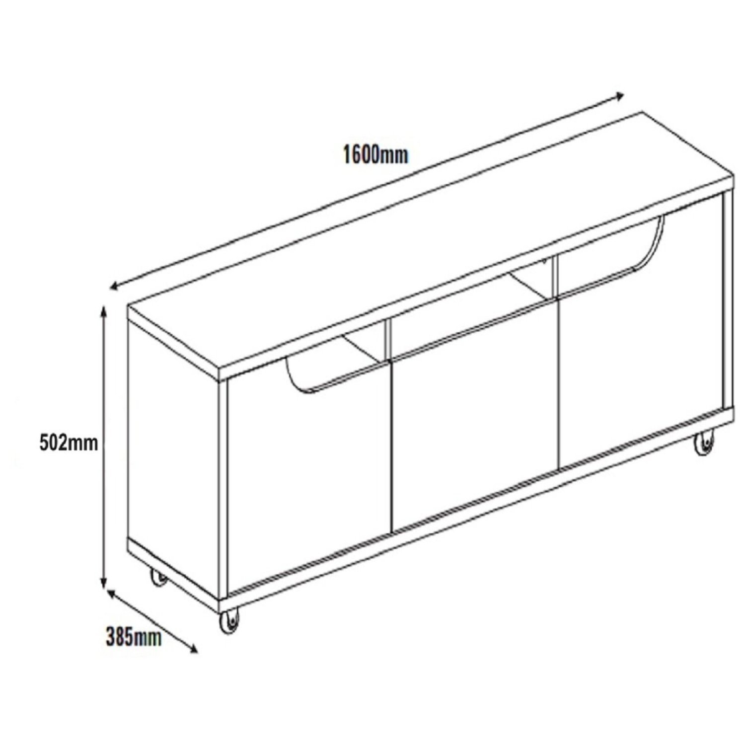 Rack para TV até 60 Polegadas 160cm 1 Gaveta 2 Portas Jersey - 3