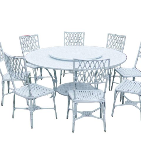 Conjunto Bambú com 8 Cadeiras e Mesa Giratória