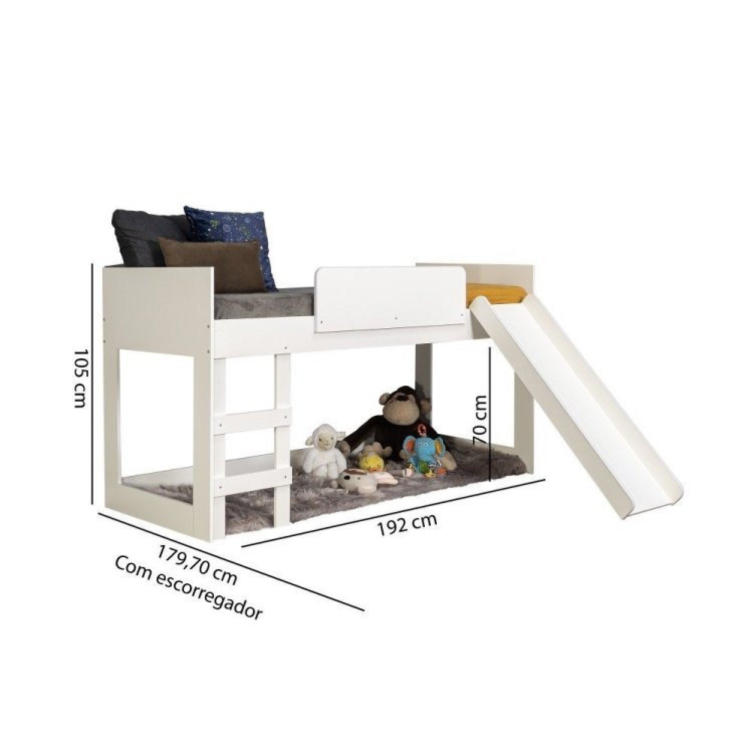 Cama Infantil com Escorregador e Tenda Bombeiros Casatema - 13