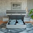 Ver imagem 2 de Cama Box Baú Viúva + Colchão Paris Molas Ensacadas Cinza Couro Branco/cinza