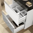 Ver imagem 2 de Lavatório de Porcelanato para Banheiro com Cuba Embutida Gabinete e Espelheira