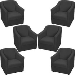 Kit 6 Poltronas Decorativas Para Sala De Espera Recepção Escritório Consultório Suede - 1