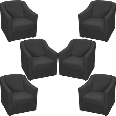 Kit 6 Poltronas Decorativas Para Sala De Espera Recepção Escritório Consultório Suede