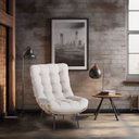 Ver imagem 1 de Poltrona Decorativa em Suede Costela Alta Cinza/Mel