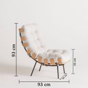 Ver imagem 3 de Poltrona Decorativa em Suede Costela Alta Cinza/Mel
