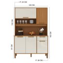 Ver imagem 3 de Armário de Cozinha Frisado 5 Portas 1 Gaveta 120cm Roma Marrom/Freijó/Off White