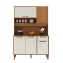 Ver imagem 2 de Armário de Cozinha Frisado 5 Portas 1 Gaveta 120cm Roma Marrom/Freijó/Off White