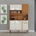 Ver imagem 1 de Armário de Cozinha Frisado 5 Portas 1 Gaveta 120cm Roma Marrom/Freijó/Off White