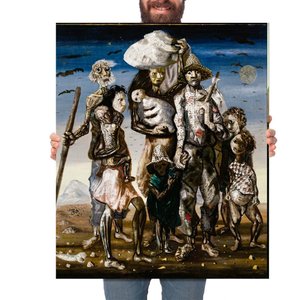 Quadro Decorativo Cândido Portinari Os Retirantes:Grande 77x64cm/Chassi com Borda Infinita