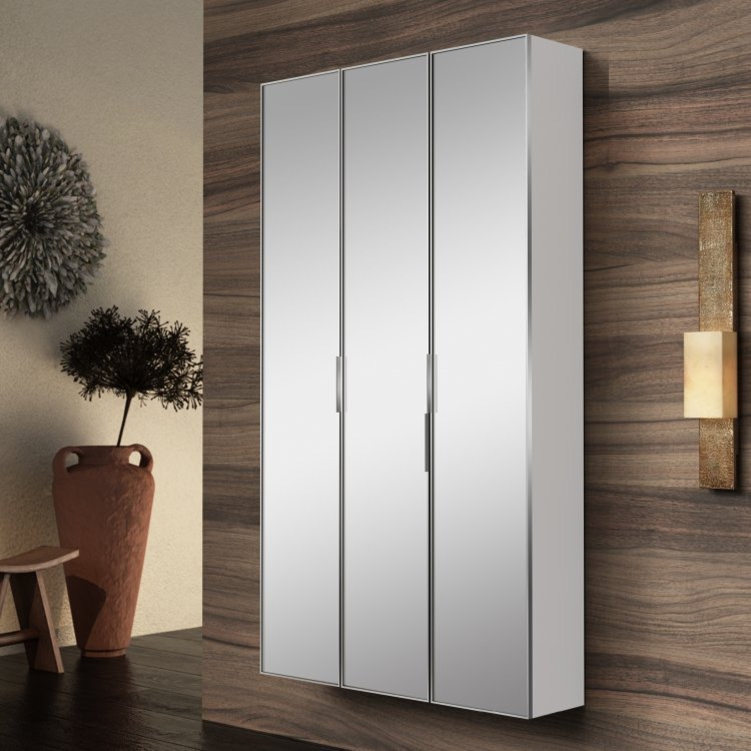 Bancada de Porcelanato para Banheiro com Cuba Embutida Gabinete Espelheira e Armário Vertical Bumi - 16