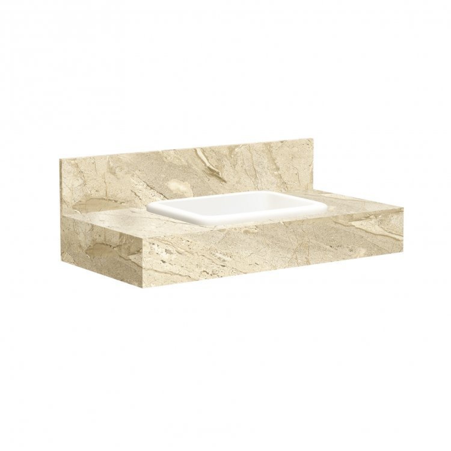 Bancada de Porcelanato para Banheiro com Cuba Embutida Gabinete Espelheira e Armário Vertical Bumi - 3