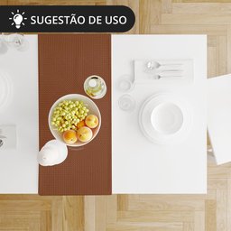 1 Caminho Trilho Mesa Impermeável PVC Trama Caramelo 42x140 - 7