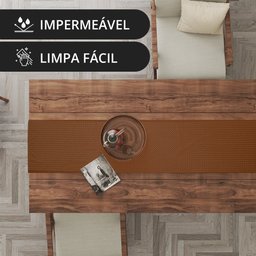 1 Caminho Trilho Mesa Impermeável PVC Trama Caramelo 42x140 - 3