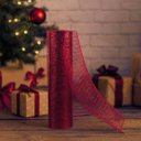 Ver imagem 2 de Tela Decorativa Natal Malha Tule Trançado Vinho Bordô 25cm x 5 Metros - Magizi