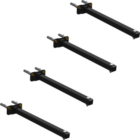 04 Suportes Refletor Base Reta Braço 50 Cm 4 Cjts - Preto