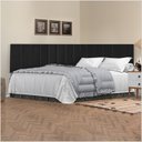 Ver imagem 2 de Conj Cabeceira Casal Ripada Estofada 1.40 Suede Preto