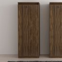 Ver imagem 5 de Conjunto 4 Peças com Mesa para Escritório em L, Gaveteiro, Armário Multiuso e Balcão Nogal Marrom