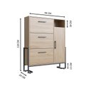 Ver imagem 3 de Sapateira com 1 Porta e 3 Gavetas Destaques Marrom/Oak/Preto