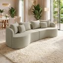 Ver imagem 1 de Sofá 3 Lugares Orgânico Sala de Estar Living 250cm Ekos K01 Veludo Bege - Lyam Decor