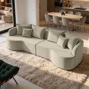 Ver imagem 3 de Sofá 3 Lugares Orgânico Sala de Estar Living 250cm Ekos K01 Veludo Bege - Lyam Decor