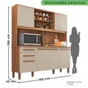Ver imagem 3 de Cozinha Compacta Donna Plus 6 Portas e 2 Gavetas MDP Yescasa Marrom/Mel/Arenas