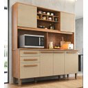 Ver imagem 1 de Cozinha Compacta Donna Plus 6 Portas e 2 Gavetas MDP Yescasa Marrom/Mel/Arenas