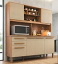 Ver imagem 1 de Cozinha Compacta Donna Plus 6 Portas e 2 Gavetas MDP Yescasa Marrom/Mel/Arenas