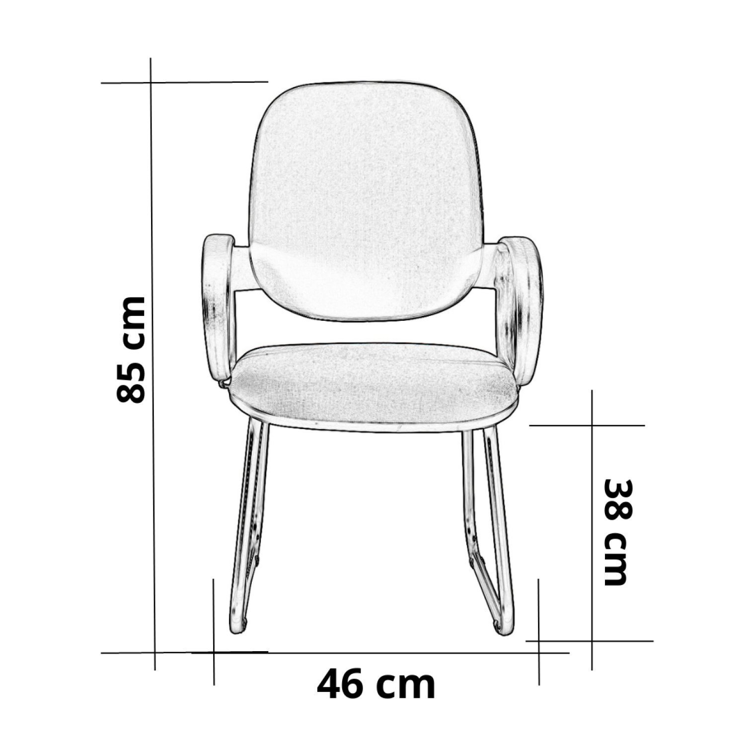 Cadeira Escritório Interlocutor Diretor Sky Estofada com Braço Orelha Metal Wood Design - 4