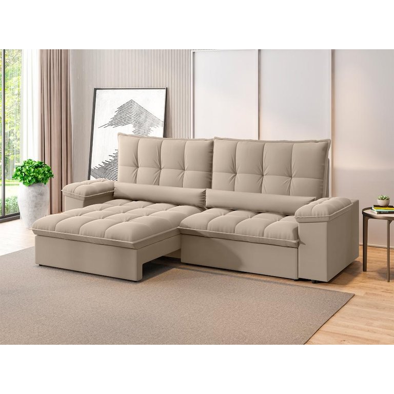 Sofá Sideral Retrátil e Reclinável com Molas no Assento 2,50m Velosuede - Netsofas 