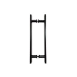 Puxador H duplo 40x30cm reto barra chata para porta de vidro e portão - Preto - 2
