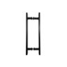 Puxador H duplo 40x30cm reto barra chata para porta de vidro e portão - Preto - 2