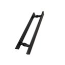 Ver imagem 1 de Puxador H duplo 40x30cm reto barra chata para porta de vidro e portão - Preto