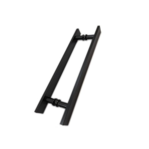 Puxador H duplo 40x30cm reto barra chata para porta de vidro e portão - Preto
