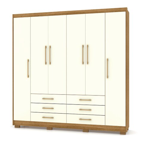 Guarda Roupa Casal 6 Portas e 6 Gavetas Toronto Nature/champanhe - Pallazio