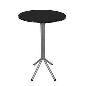 Mesa Bistrô Alto Cinza Tampo Redondo Mdf Preto 60cm