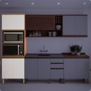Ver imagem 1 de Paneleiro Torre Quente Macadâmia 70cm para Micro e Forno Branco/Freijó