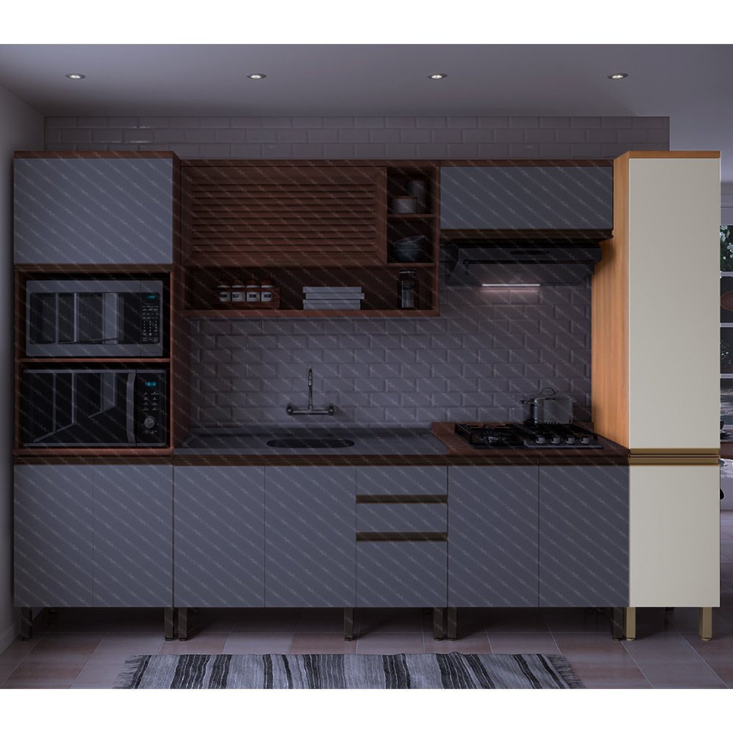 Paneleiro de Cozinha Macadâmia 40cm 2 Portas - 1
