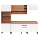 Ver imagem 2 de Cozinha Completa Modulada 9 Portas 3 Gavetas Torre Quente e Balcão Macadâmia Branco/Freijó