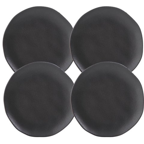 Jogo 4 Pratos para Sobremesa Orgânico Preto Cerâmica 19cm Porto Brasil Brownie Mousse
