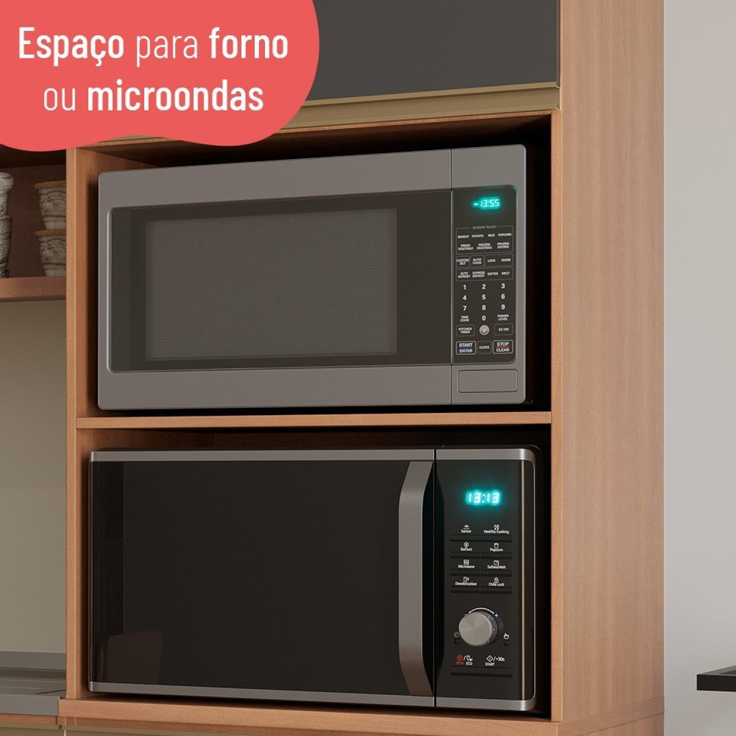 Cozinha Completa 9 Portas 3 Gavetas Torre Quente e Balcão para Pia Macadâmia - 9