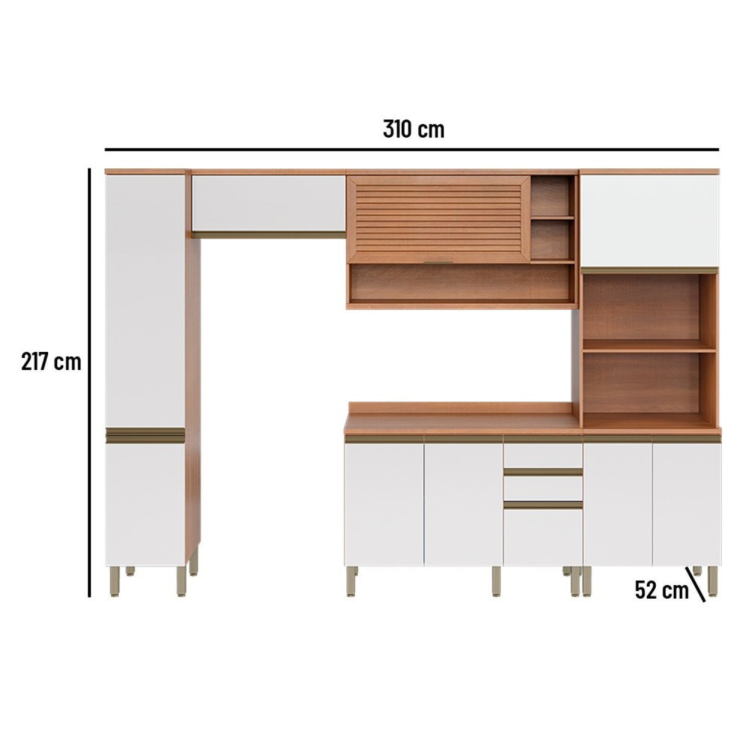 Cozinha Completa 5 Peças com Balcão Macadâmia - 3