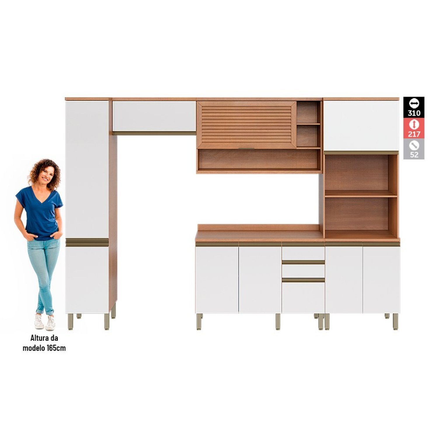 Cozinha Completa 5 Peças com Balcão Macadâmia - 4