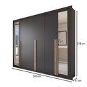 Ver imagem 3 de Guarda-roupa Casal Severo Gold 6 Portas 6 Gavetas com Espelho Preto - Panorama Móveis